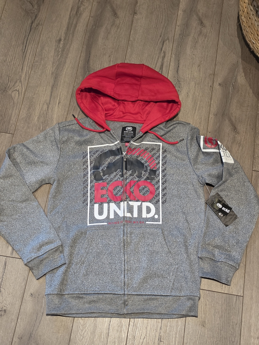 Ecko Unlimited Men's Gray & Red Hoodie - NWT